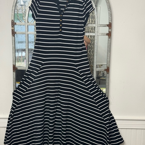 Ralph Lauren Striped Jersey Maxi Dress Black/White Size X-Large - Picture 4 of 7